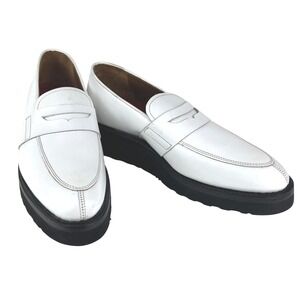 GRENSON White Patent Leather Penny Loafers Chunky Sole Shoes Women narrow